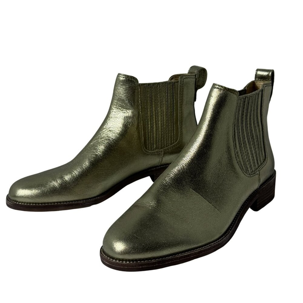 Madewell Metallic Gold Ankle Boots | Chelsea Style | Size 8 | EUC
